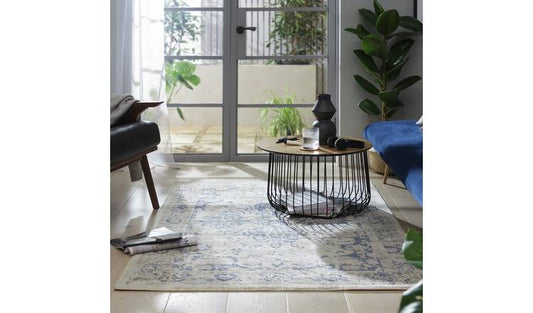 Habitat Traditional Natural & Blue Cut Pile Rug - 120x170cm