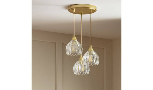 Argos Home Petal Glass 3 Light Cluster Ceiling Light - Brass