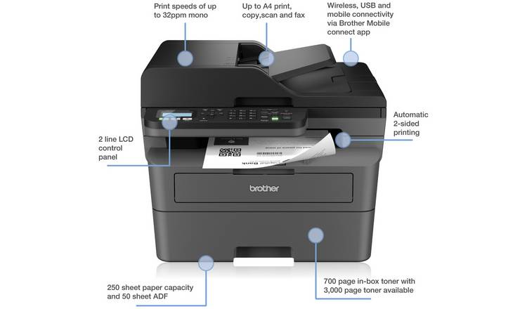 Brother MFC-L2800DW Wireless Mono Laser Printer
