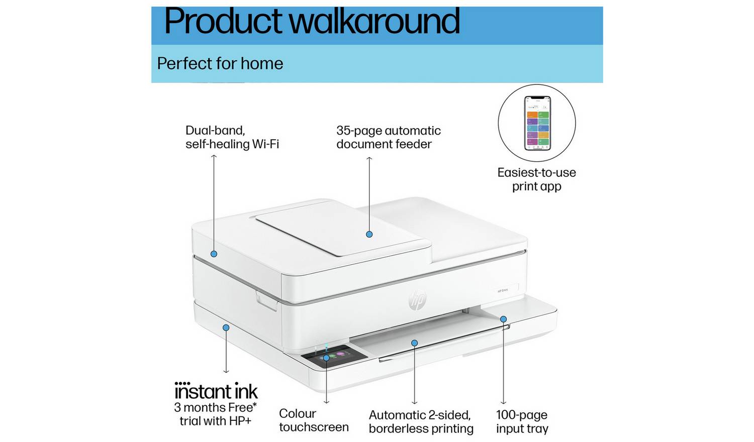 HP Envy 6530e Wireless Photo Printer & 3 Months Instant Ink