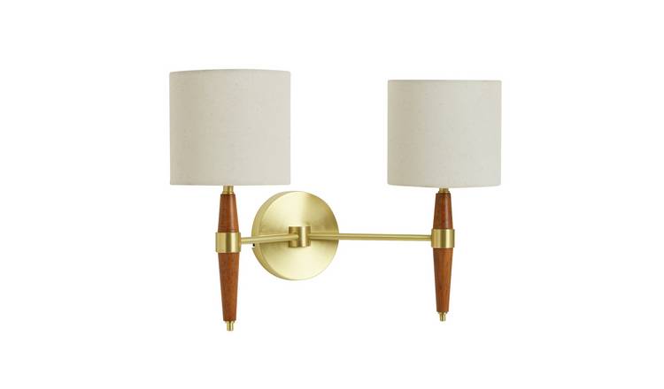 Habitat Century Wood 2 Light Wall Light - Walnut