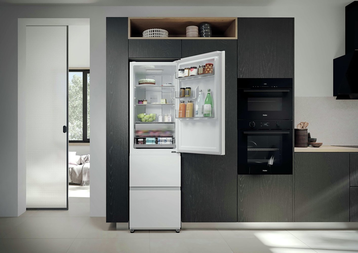 Haier HTR3518ENMWK Fridge Freezer - White