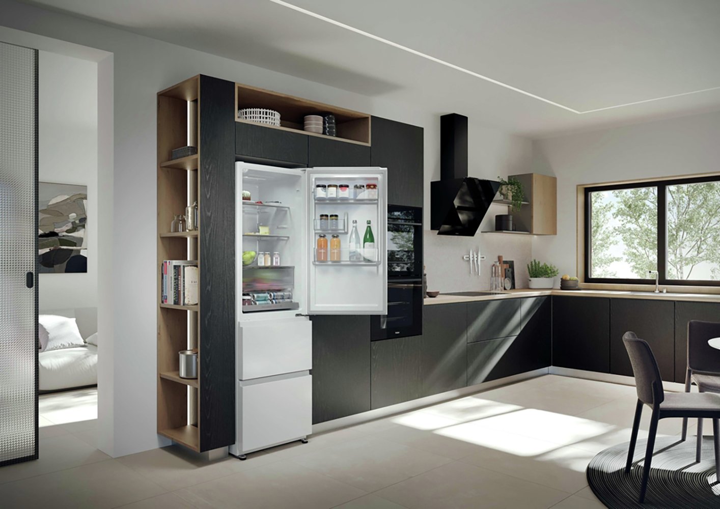 Haier HTR3518ENMWK Fridge Freezer - White