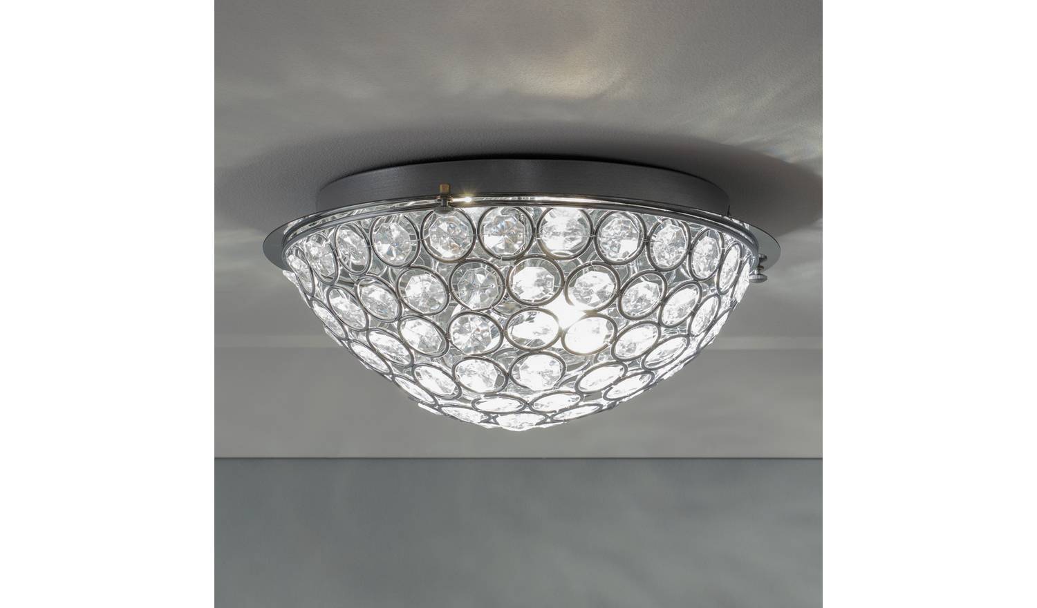 Argos Home Amelia Glass Flush to Ceiling Light - Chrome