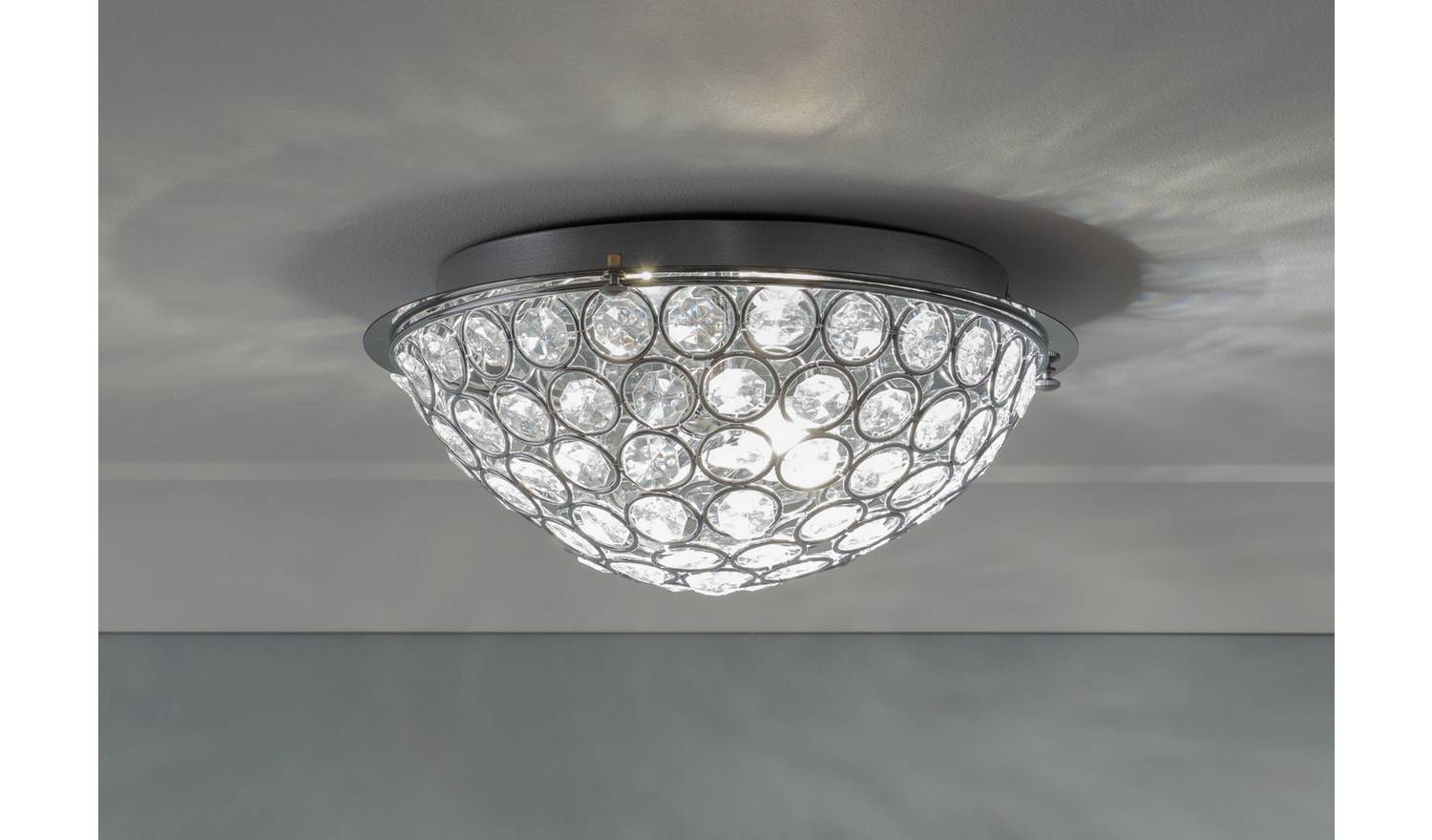 Argos Home Amelia Glass Flush to Ceiling Light - Chrome
