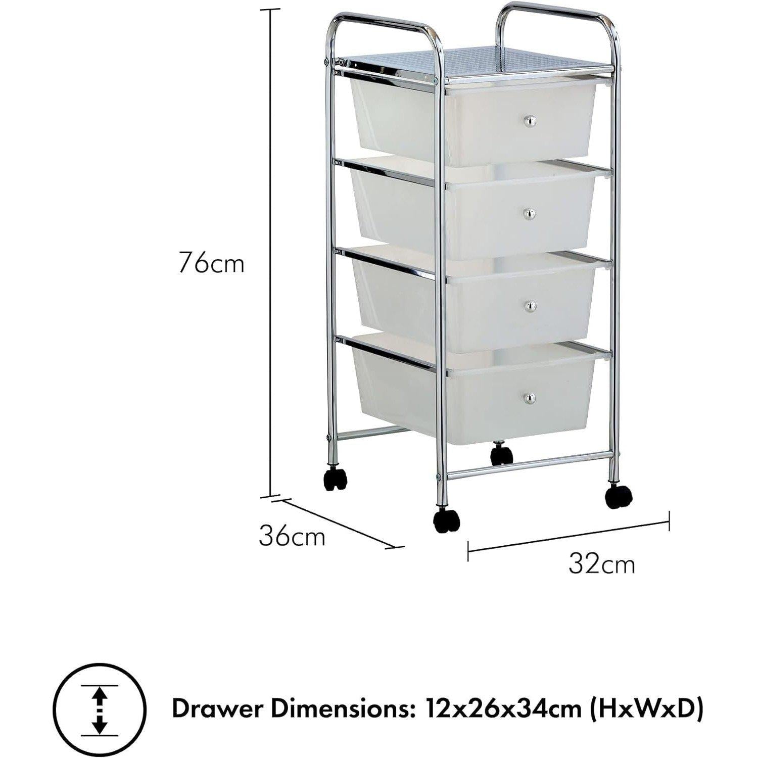 VonHaus Plastic 4 Drawer Trolley