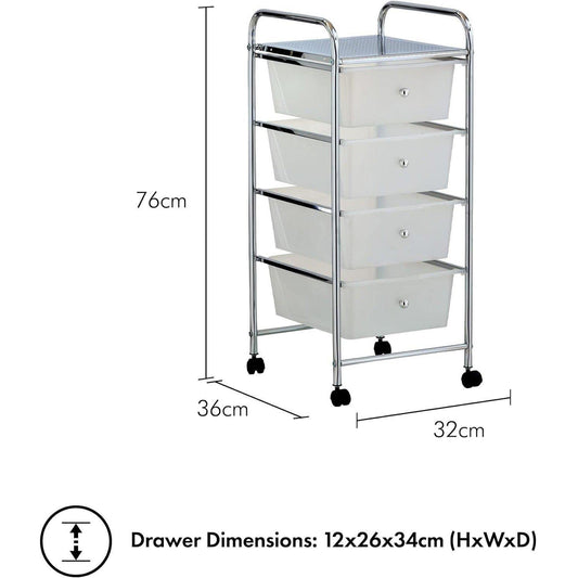 VonHaus Plastic 4 Drawer Trolley