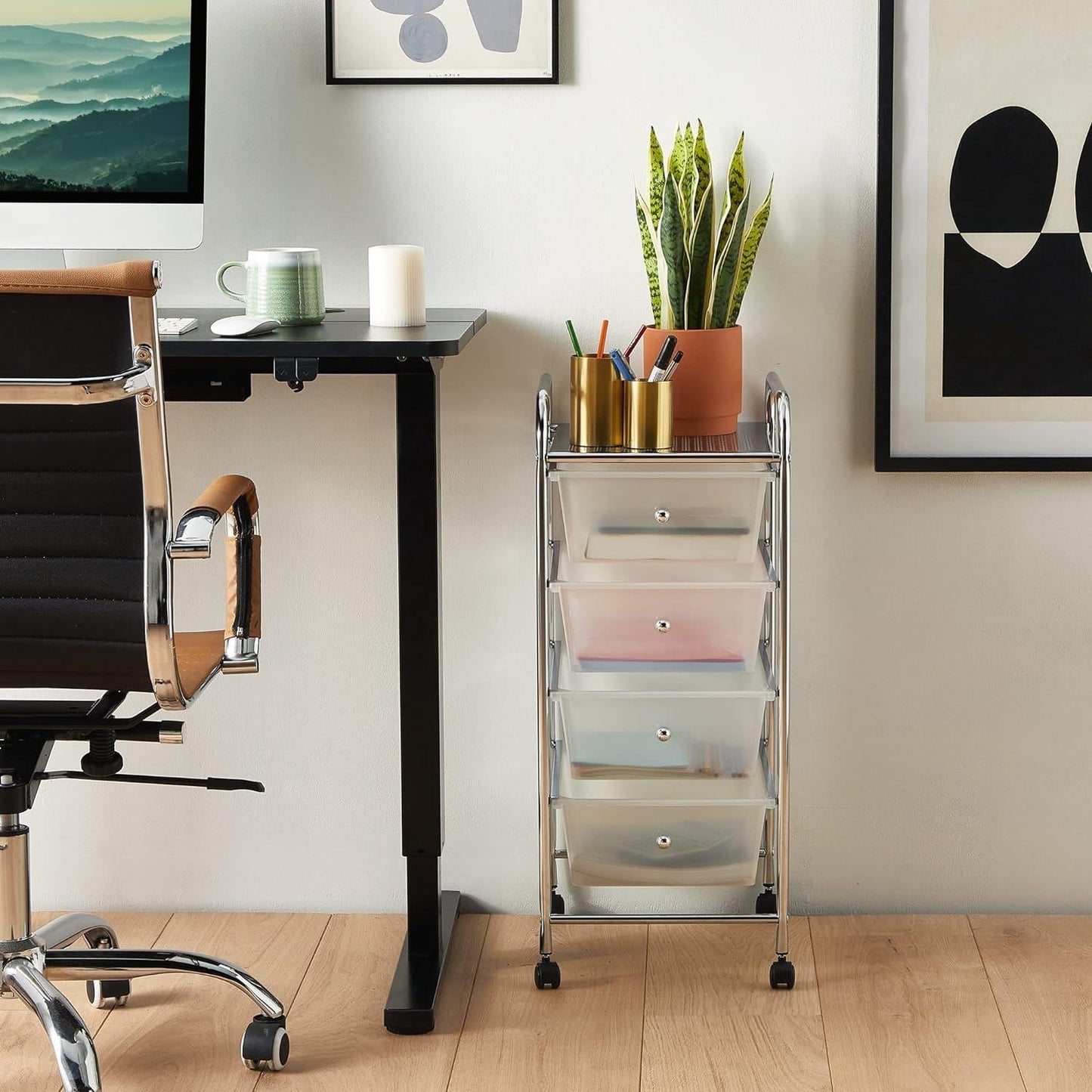 VonHaus Plastic 4 Drawer Trolley