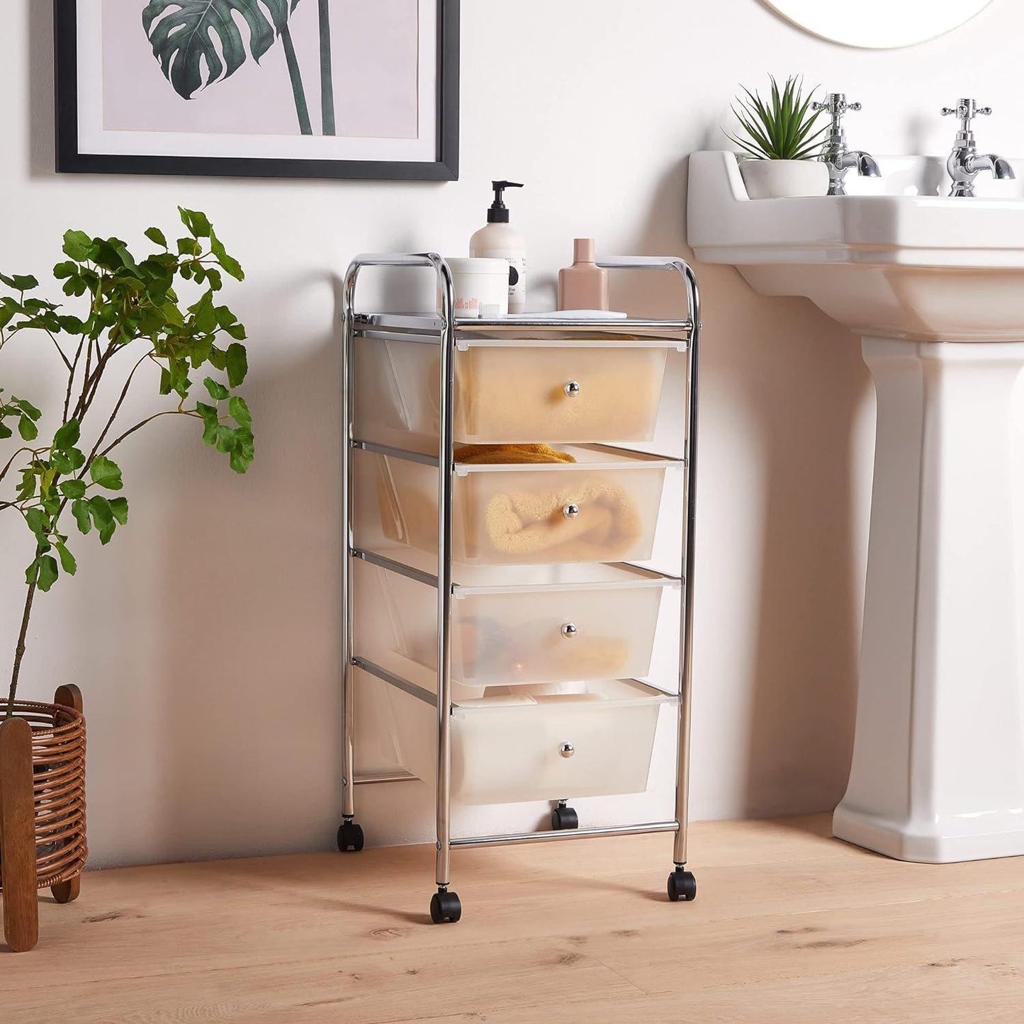 VonHaus Plastic 4 Drawer Trolley