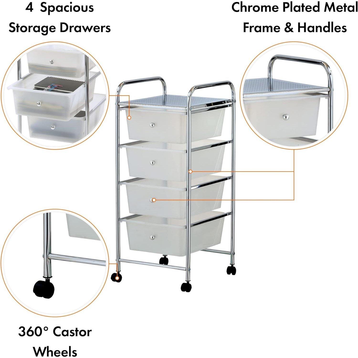 VonHaus Plastic 4 Drawer Trolley