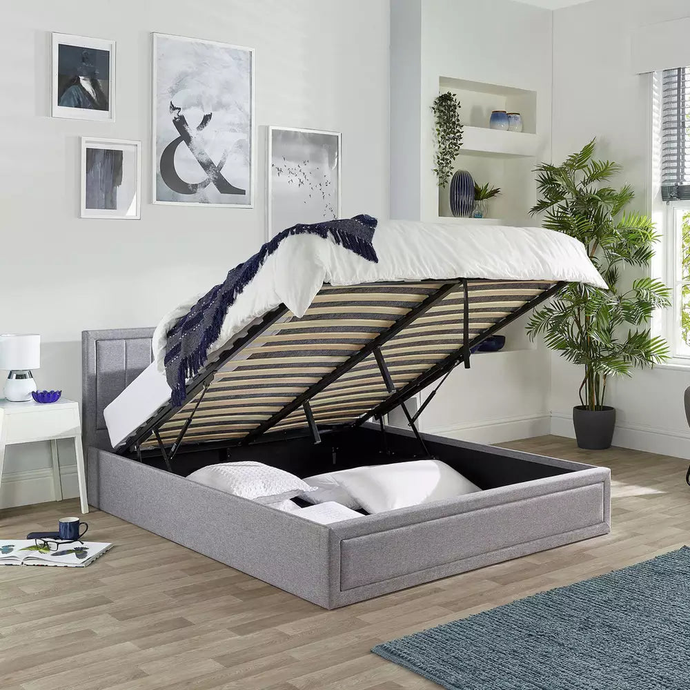 Aspire Cotswold Small Double Ottoman Bed with Mattress- Grey