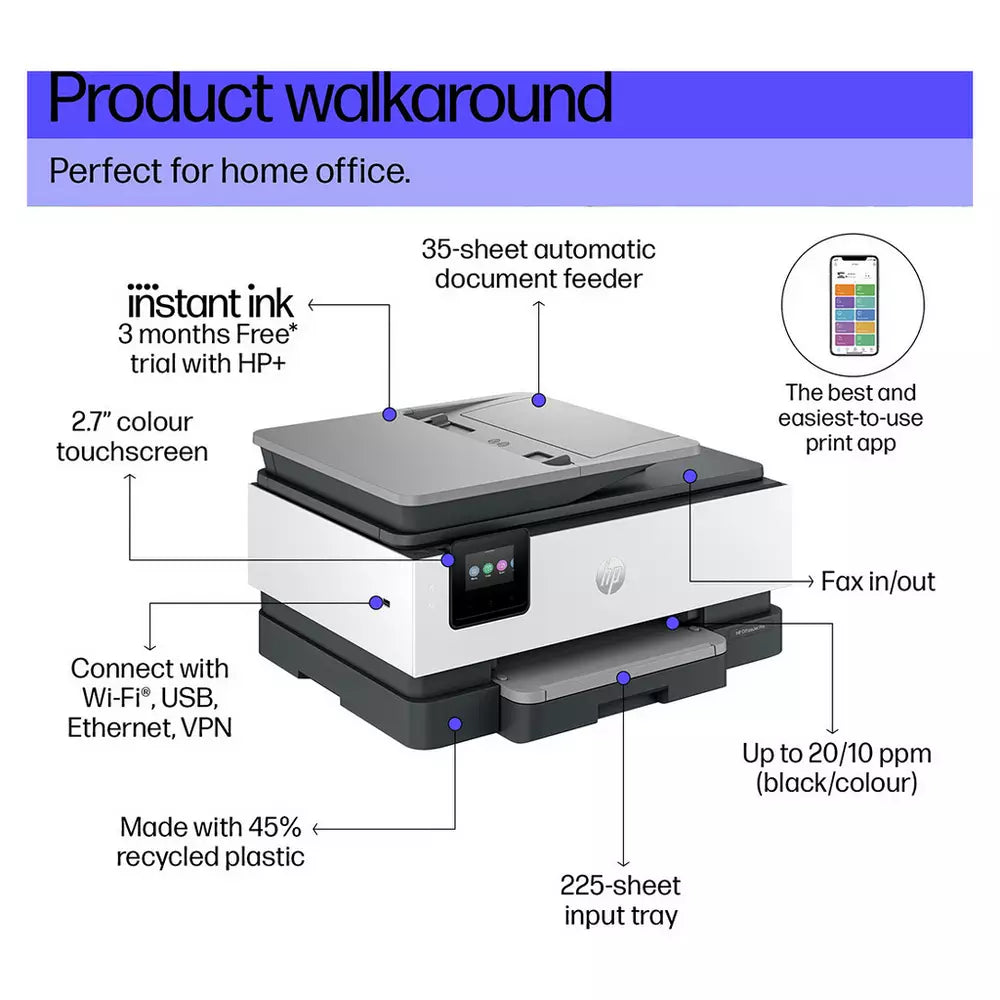 HP OfficeJet Pro 8132e AIO Printer & 3 months of Instant Ink