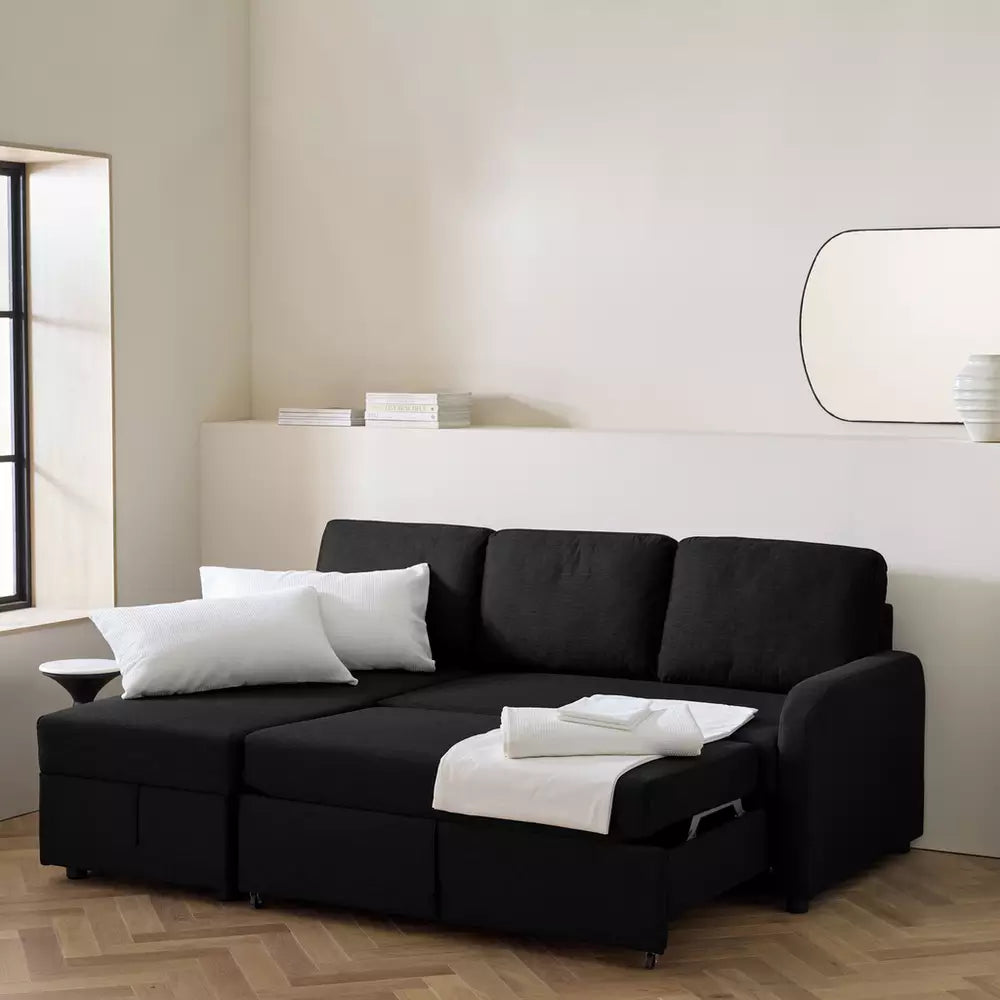 Habitat Carter Left Hand Storage Corner Sofa Bed - Charcoal