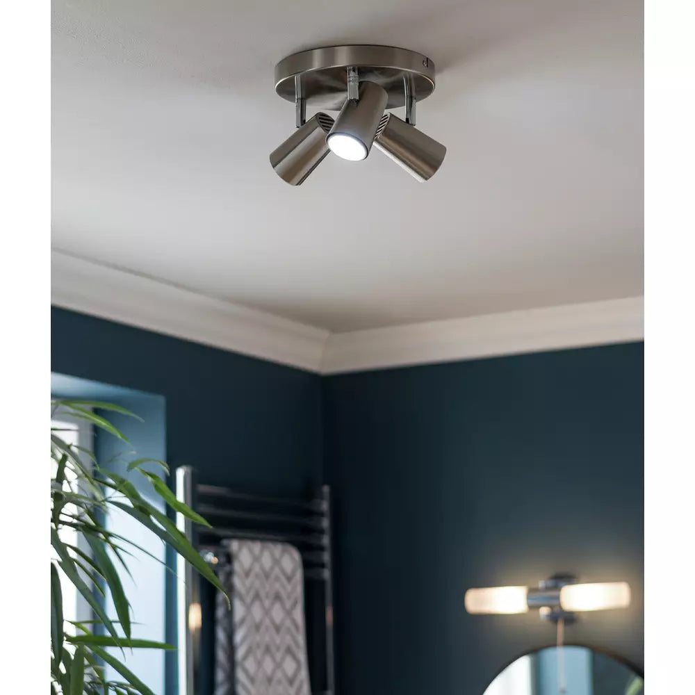 Argos Home Spotlight 3 Light Plate - Brushed Chrome