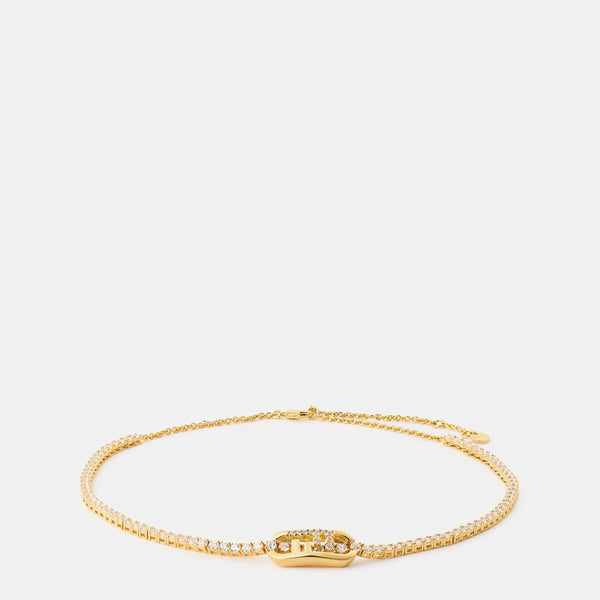 Fendi Women's Sculptural Adjustable Shiny Brass Pendant Necklace
