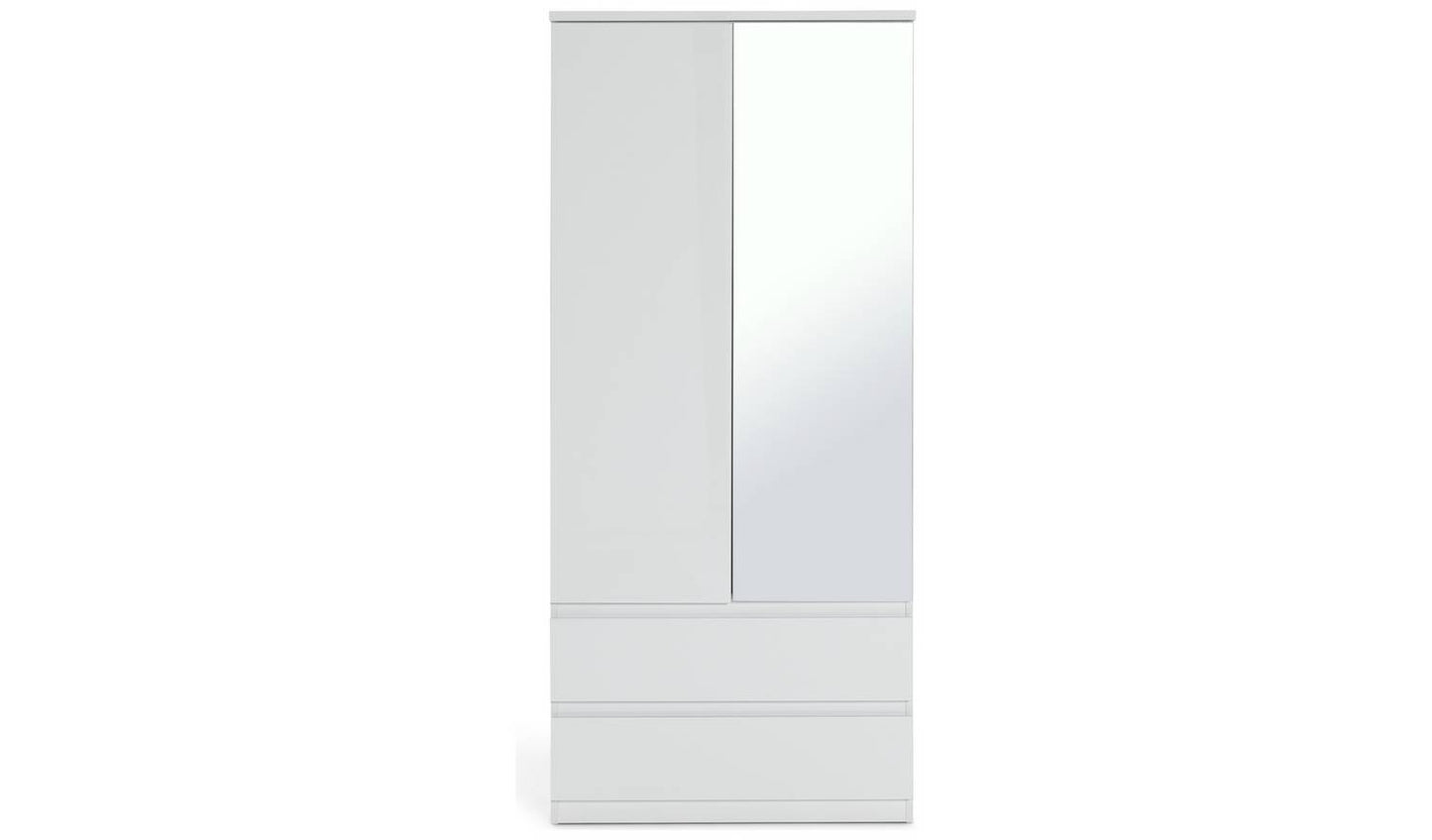 Argos Home Jenson 2 Door 2 Drawer Mirror Wardrobe - White