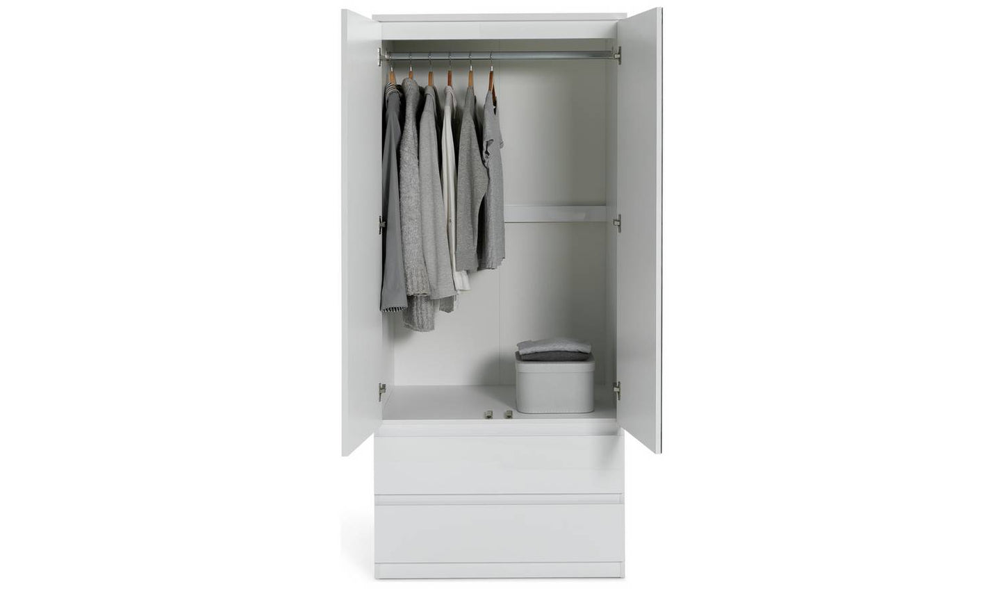 Argos Home Jenson 2 Door 2 Drawer Mirror Wardrobe - White