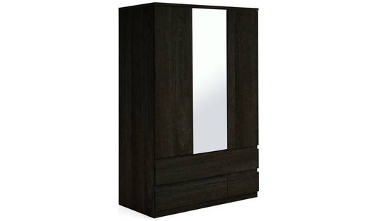 Argos Home Jenson 3 Door 4 Drawer Mirror Wardrobe - Black
