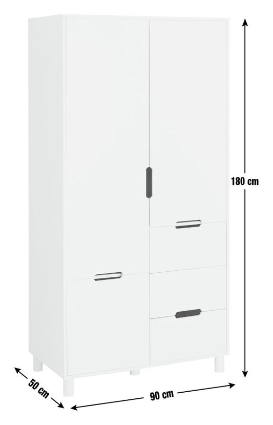 Habitat Henri 2 Door 2 Drawer Wardrobe - White