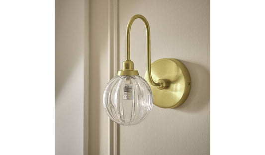 Habitat Metal Bathroom Wall Light - Brushed Brass