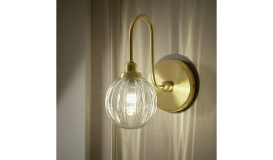 Habitat Metal Bathroom Wall Light - Brushed Brass