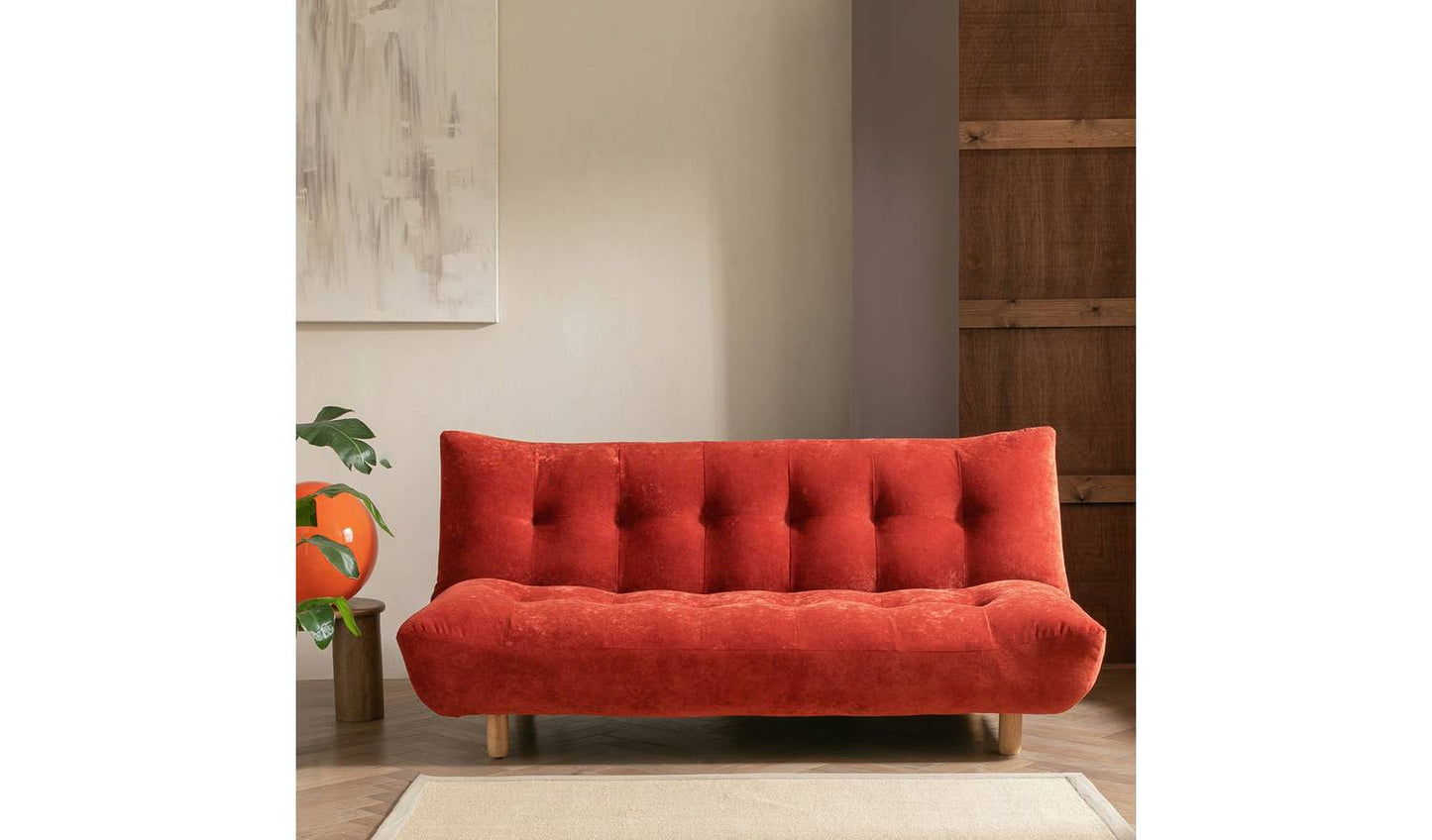 Habitat Kota Velvet 3 Seater Sofa Bed - Burnt Orange