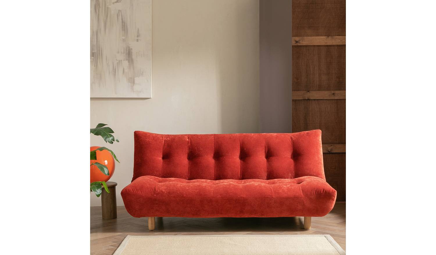 Habitat Kota Velvet 3 Seater Sofa Bed - Burnt Orange