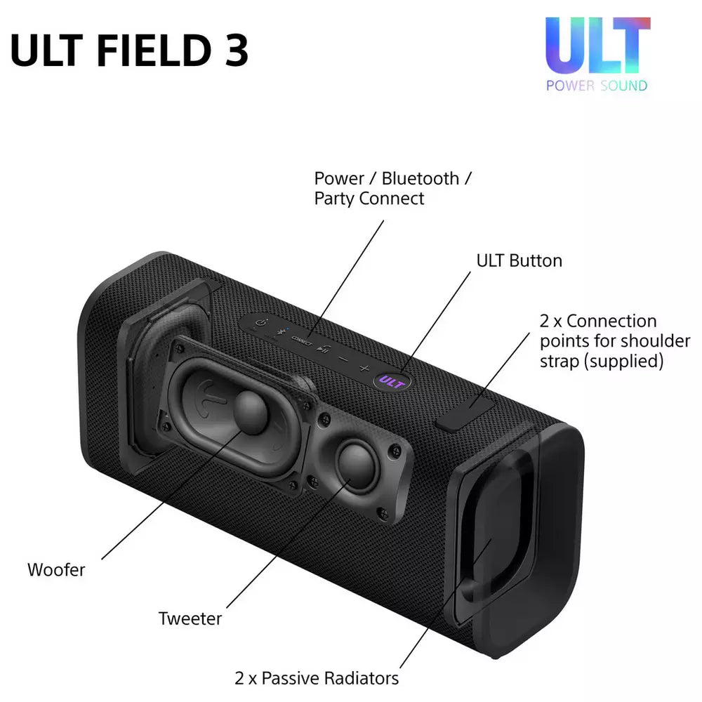 Sony ULT Field 3 Portable Bluetooth Speaker - Black