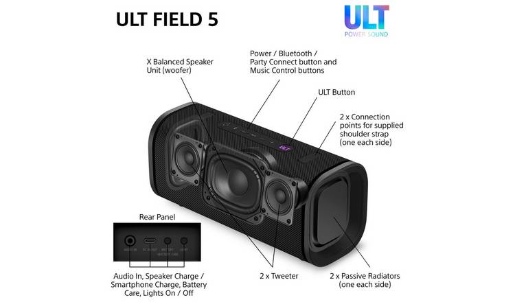 Sony ULT Field 5 Portable Bluetooth Speaker - Black