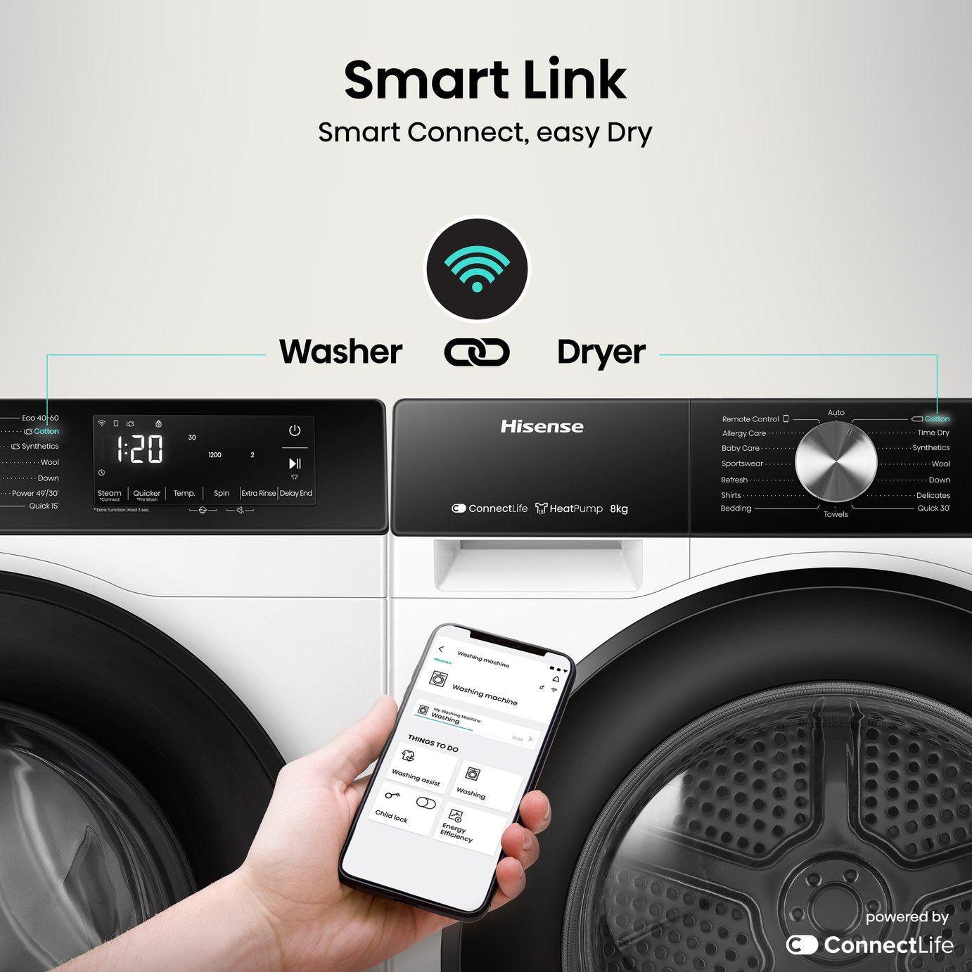 Hisense DH3S802BW3 8KG Heat Pump Tumble Dryer - White