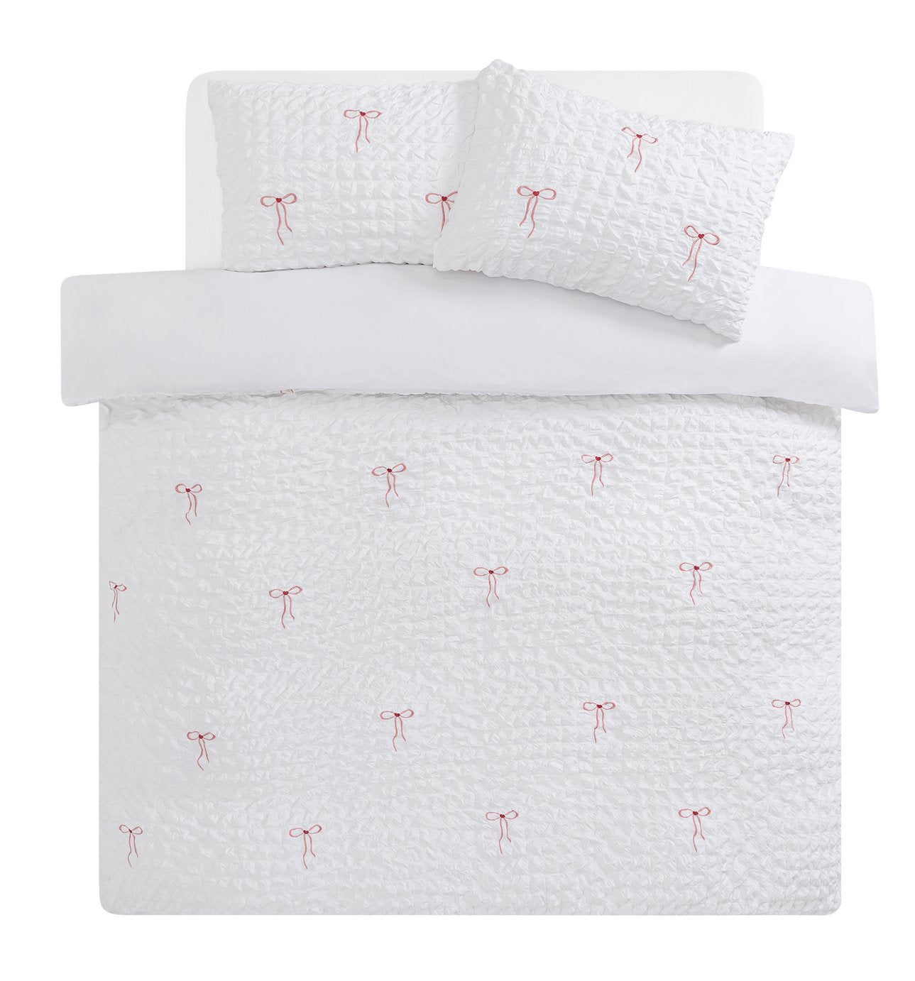 Argos Home Emb Bows White Bedding Set - Single