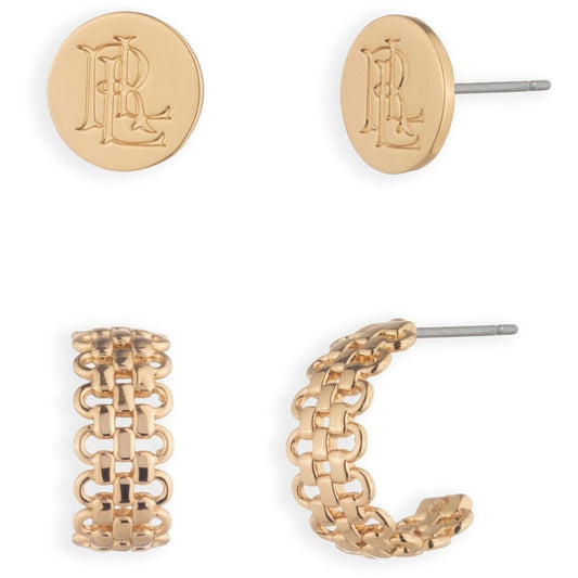 Lauren by Ralph Lauren Lauren Ralph Lauren Gold Chain Logo Duo Earrings Set