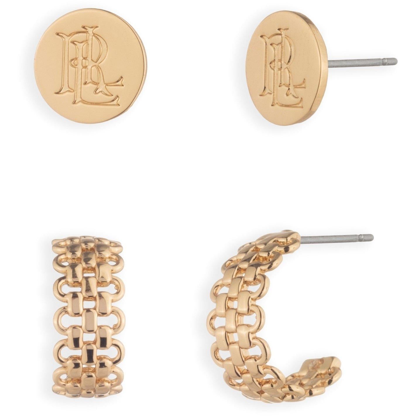 Lauren by Ralph Lauren Lauren Ralph Lauren Gold Chain Logo Duo Earrings Set