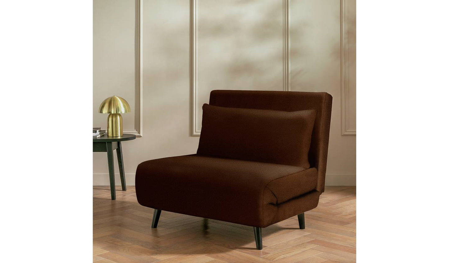 Habitat Roma Single Velvet Chairbed - Chocolate
