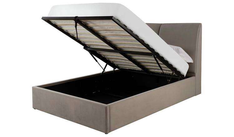 GFW Montrel Double Velvet End Lift Ottoman Bed - Natural