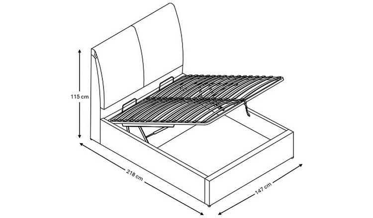 GFW Montrel Double Velvet End Lift Ottoman Bed - Natural