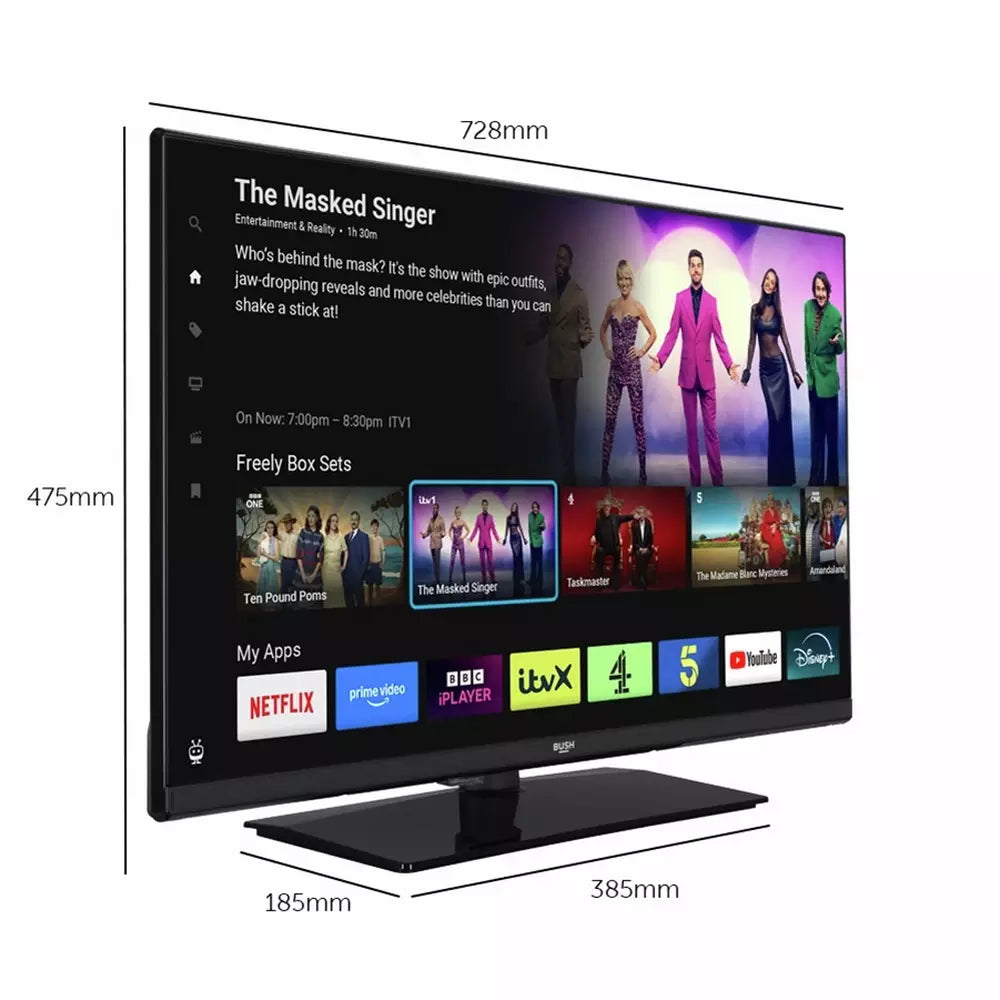 Bush 32 Inch 32HT25CB Smart HD Ready HDR LED TiVo Freely TV