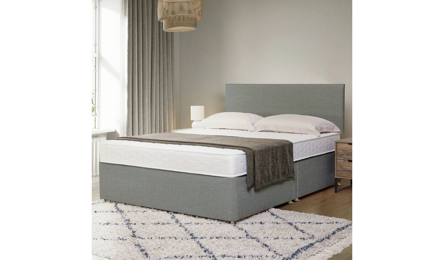 Argos Home Elmdon Memory Double Divan Bed - Grey