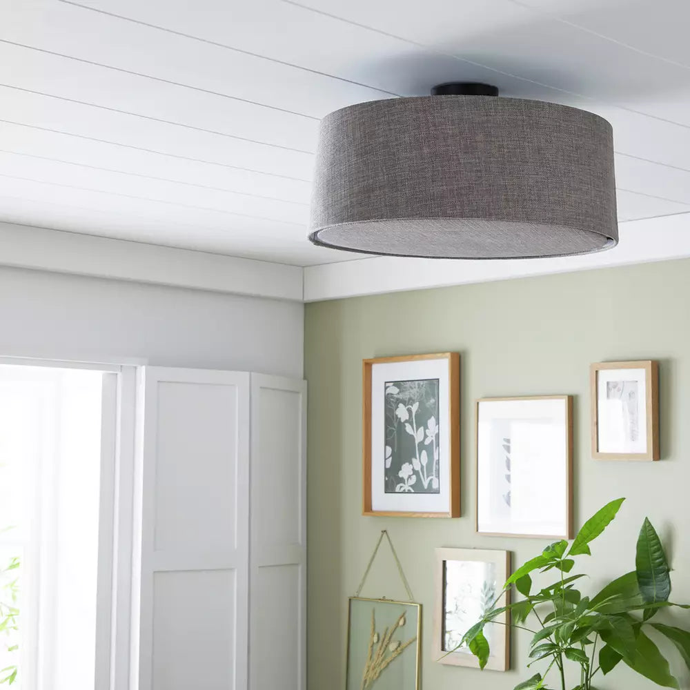 Habitat Metal Flush Ceiling Light - Black & Grey