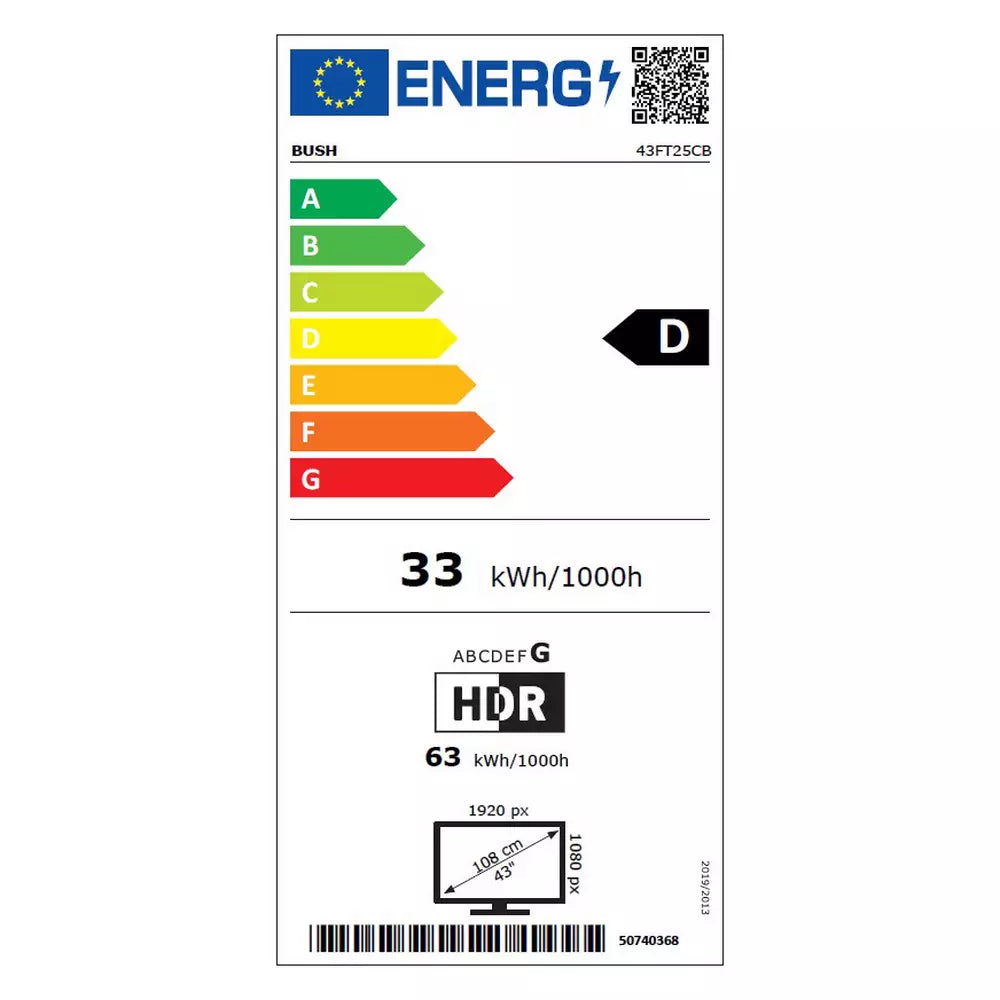 Bush 43 Inch 43FT25CB Smart FHD HDR LED TiVo Freely TV