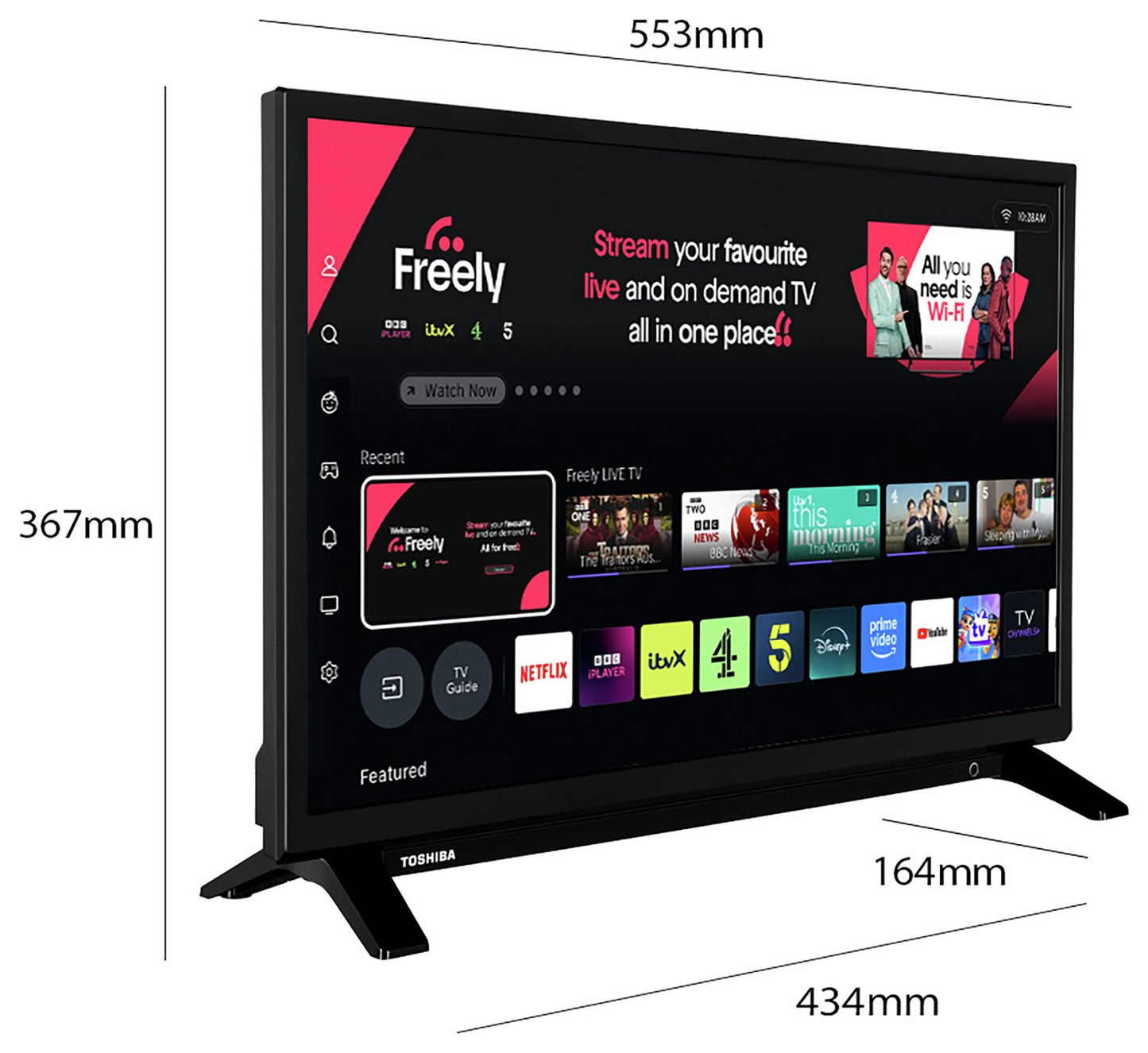 Toshiba 24 Inch 24WV2553DB Smart HD Ready HDR DLED Freely TV