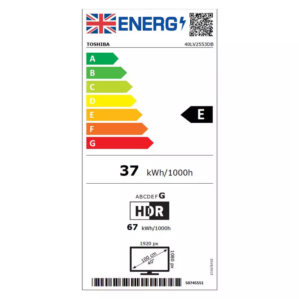 Toshiba 40 Inch 40LV2553DB Smart FHD HDR DLED Freely TV