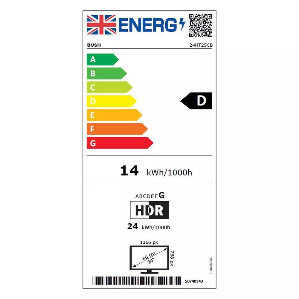 Bush 24 Inch 24HT25CB Smart HD Ready HDR LED Freely TV