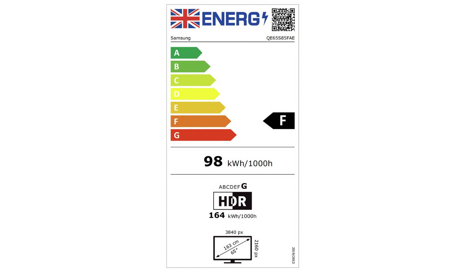 Samsung 65 Inch QE65S85FAE Smart 4K UHD HDR OLED TV