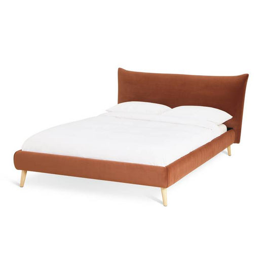 Habitat Marshmallow Velvet Double Bed Frame - Rust