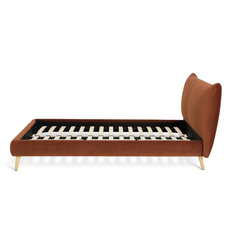 Habitat Marshmallow Velvet Double Bed Frame - Rust