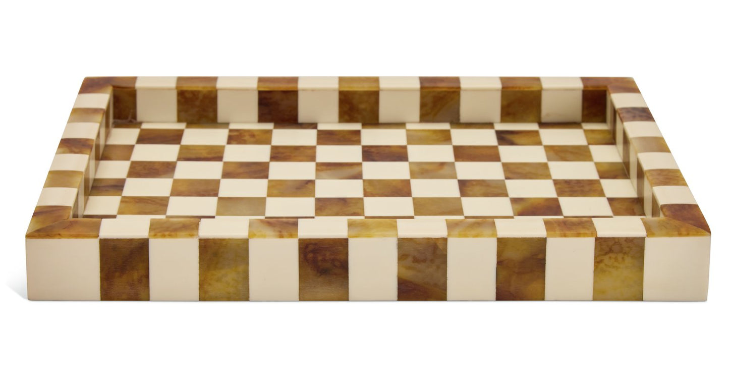 Habitat Checkered Trinket Tray - Brown