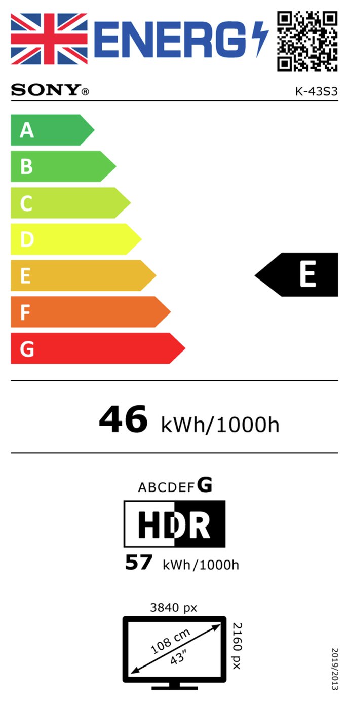 Sony Bravia 3 43inch K43S35BP LED HDR 4K Ultra HD Google TV
