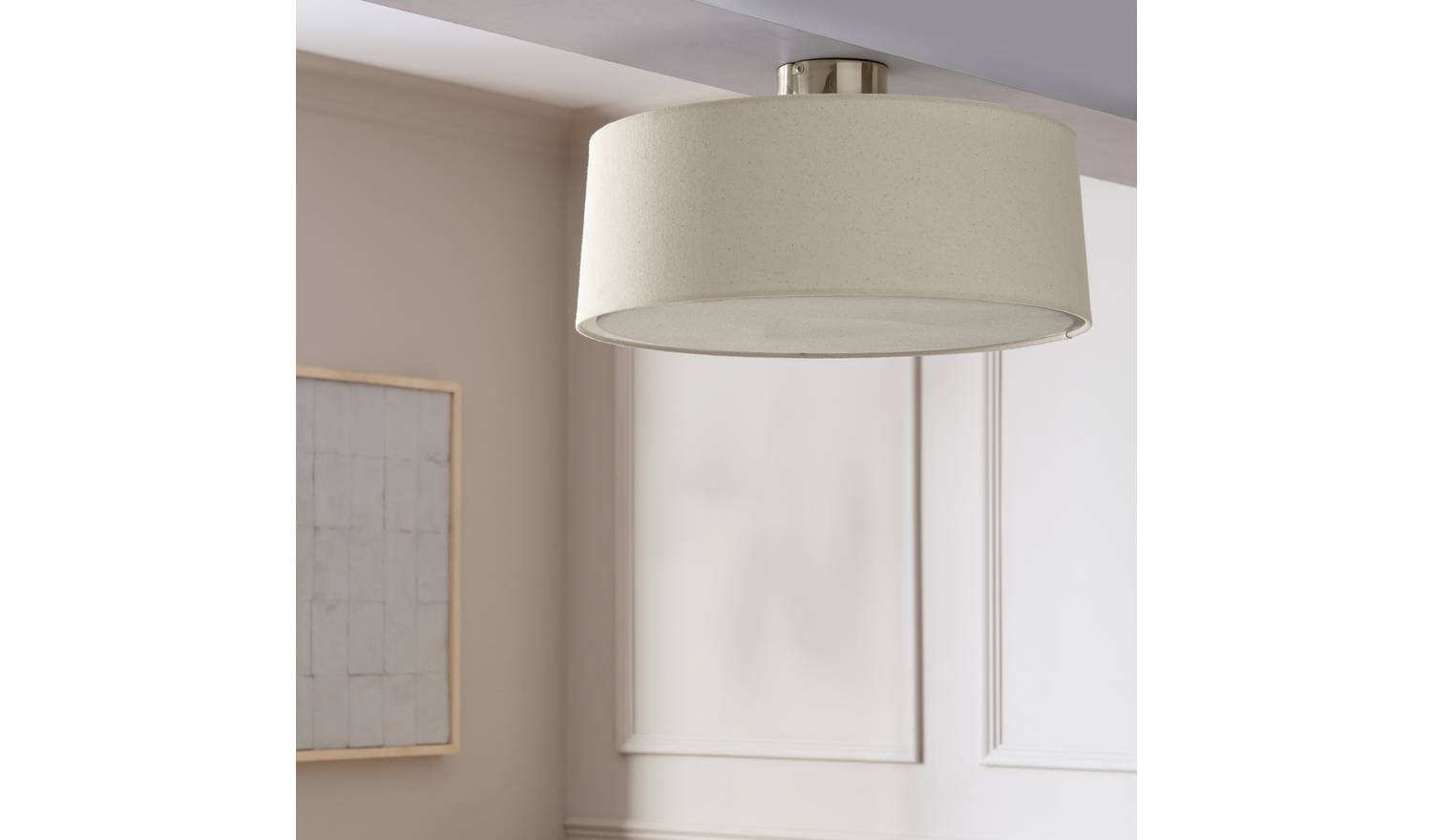 Habitat Metal Flush Ceiling Light - Natural & Chrome