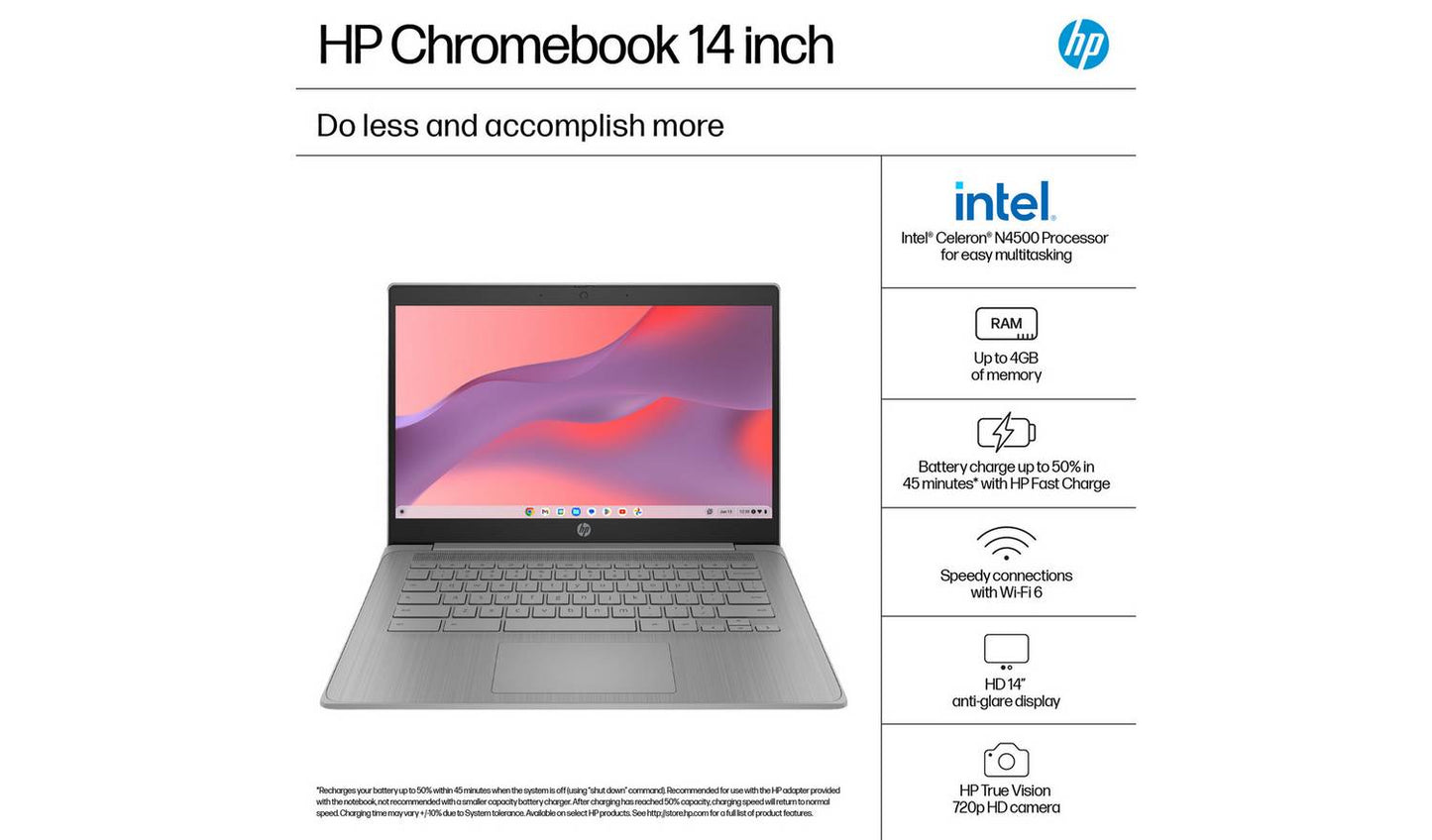 HP 14a-ne1000na 14in Celeron 4GB 64GB Chromebook - Grey